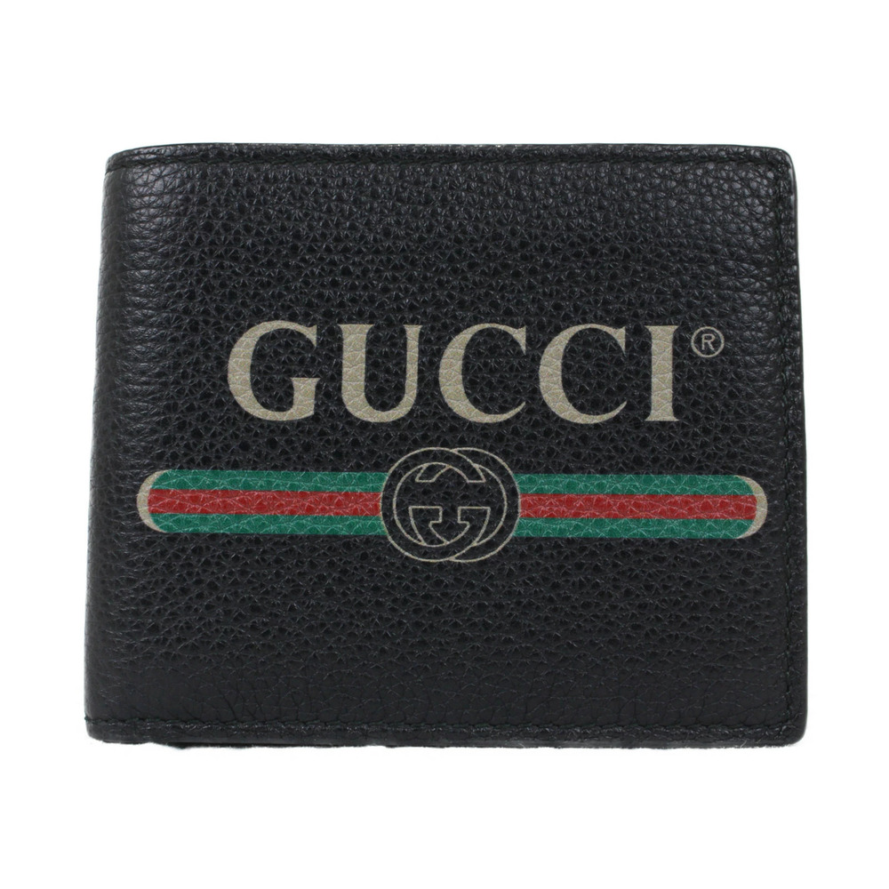 GUCCI Leather Wallet Bi fold Sherry Black
